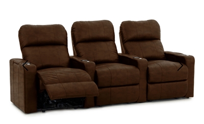Straight Row in Brown Leather with Power Recline Octane Turbo XL700 Row of 2 Seats 