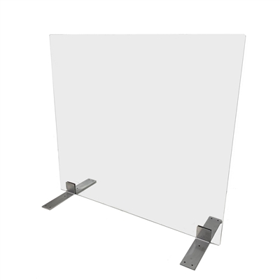 Free Standing Tempered Glass Protective Sneeze Guard Shield Barrier with Metal Bases by Paragon - PAR-4410
