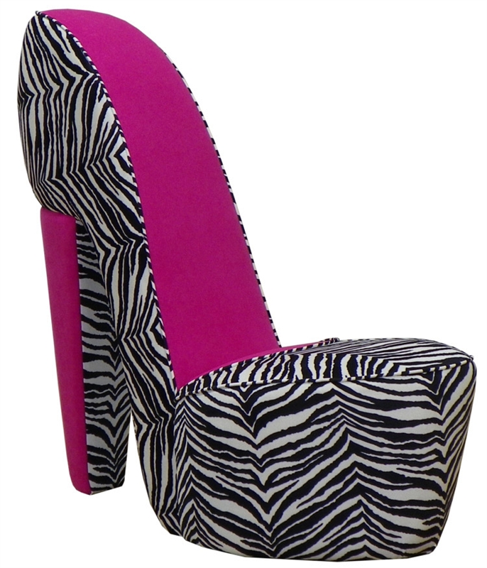 Zebra Pink Diva Shoe Chair By Piedmont, Zebra Shoe Chair