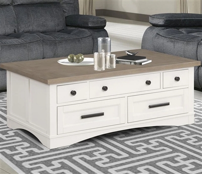 Americana Lift Top Cocktail Table in Cotton Finish by Parker House - AME#05-COT