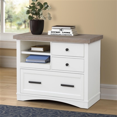 Americana Functional File Cabinet with Power Center in Cotton Finish by Parker House - AME#342F-COT