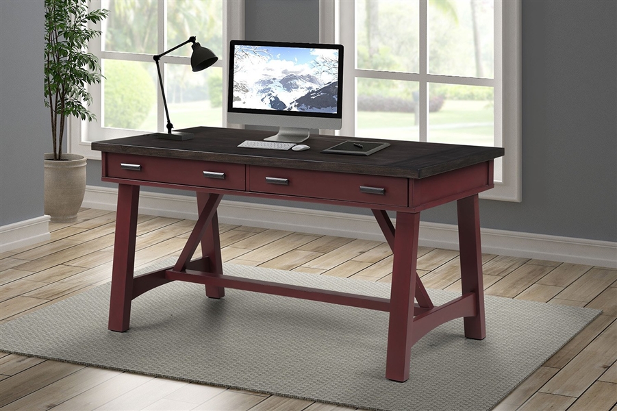 Americana Modern 60 Inch Writing Desk In Cranberry Finish By