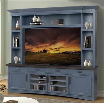 Americana Entertainment Center with LED Lights in Denim Finish by Parker House - AME#92-3-DEN