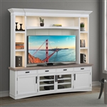 Americana 4 Piece Entertainment Center with LED Lights and Backpanel in Cotton Finish by Parker House - AME#92-4-COT