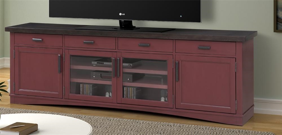 Americana Modern 92 Inch Tv Console With Power Center In Cranberry
