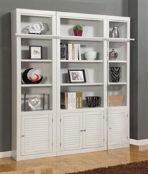 Boca 3 Piece Bookcase Library Wall in Cottage White Finish by Parker House - BOC-411-3BC