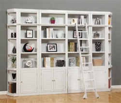 Boca 6 Piece Bookcase Library Wall in Cottage White Finish by Parker House - BOC-411-6BC