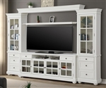 Cape Cod 63 Inch TV Console 4 Piece Entertainment Wall in Vintage White Finish by Parker House - CAP#163-3