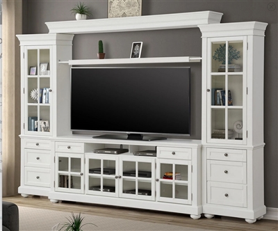 Cape Cod 76 Inch TV Console 4 Piece Entertainment Wall in Vintage White Finish by Parker House - CAP#176-3