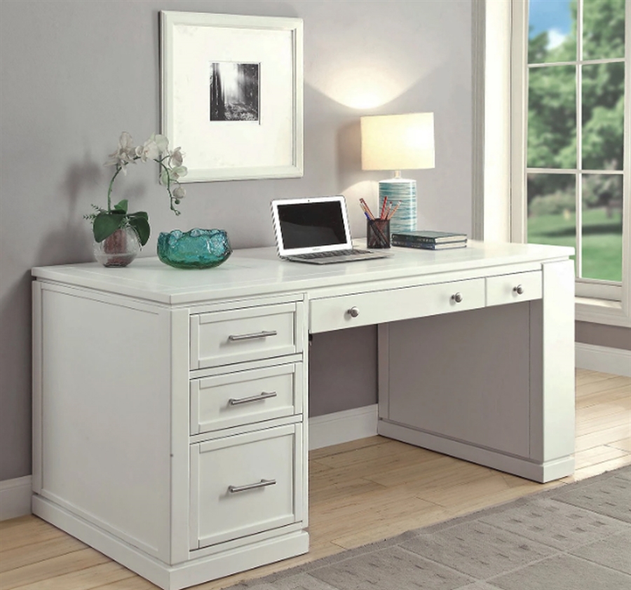 Catalina 2 Piece 60 Inch Writing Desk In Cottage White Finish By