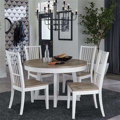 Americana Modern Round Dining Table 5 Piece Dining Set in Cotton and Oak Finish by Parker House - DAME-48RND-COT-2018