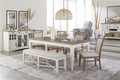 Americana Modern Rectangular Table 6 Piece Dining Set in Cotton and Oak Finish by Parker House - DAME-60RECT-COT-6U