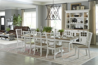 Americana Modern Trestle Table 7 Piece Dining Set in Cotton and Oak Finish by Parker House - DAME-88TRES-2-COT-7S