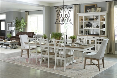 Americana Modern Trestle Table 7 Piece Dining Set in Cotton and Oak Finish by Parker House - DAME-88TRES-2-COT-7SH