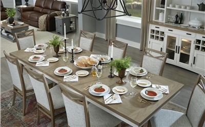 Americana Modern Trestle Table 7 Piece Dining Set in Cotton and Oak Finish by Parker House - DAME-88TRES-2-COT-7U