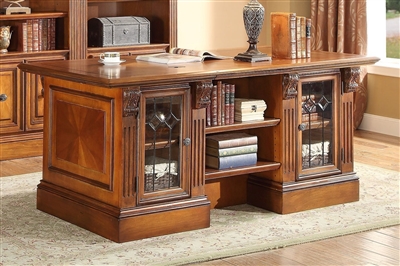 Huntington Double Pedestal Executive Desk in Chestnut Finish by Parker House - HUN-480-3