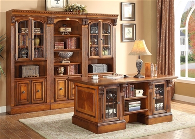 Huntington 4 Piece Executive Home Office Set in Chestnut Finish by Parker House - HUN-480-3-4