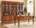 Huntington 4 Piece Executive Home Office Set in Chestnut Finish by Parker House - HUN-485-4