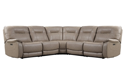 Axel 5 Piece Power Reclining Sectional in Parchment Fabric by Parker House - MAXE-05-PAR