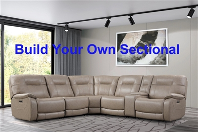 Axel BUILD YOUR OWN Power Reclining Sectional in Parchment Fabric by Parker House - MAXE-PAR