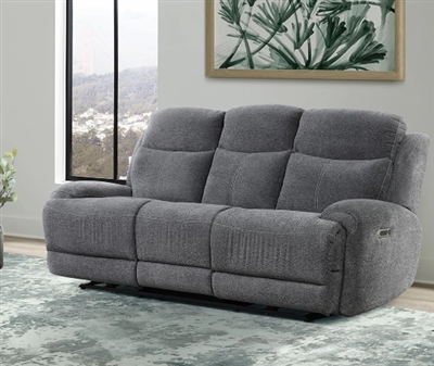Bowie Power Reclining Sofa with Power Headrests and USB Ports in Bizmark Grey Fabric by Parker House - MBOW-832PH-BIG