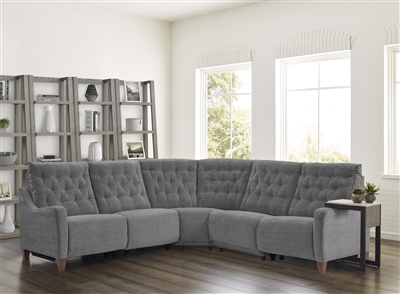Chelsea 5 Piece Power Reclining Sectional in Willow Grey Chenille Fabric by Parker House - MCHE-5PCMOD-WGR