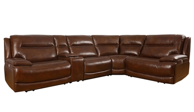 Colossus 5 Piece Power Sectional in Napoli Brown Leather by Parker House - MCOL-05-NBR