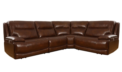 Colossus 4 Piece Power Sectional in Napoli Brown Leather by Parker House - MCOL-4-NBR