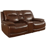 Colossus Power Reclining Console Loveseat in Napoli Brown Leather by Parker House - MCOL#822CPH-NBR