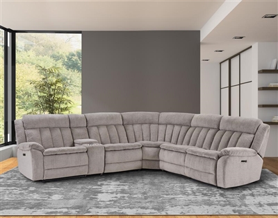 Cuddler 6 Piece Power Reclining Sectional in Laurel Dove Fabric by Parker House - MCUD-PACKA(H)-LDO