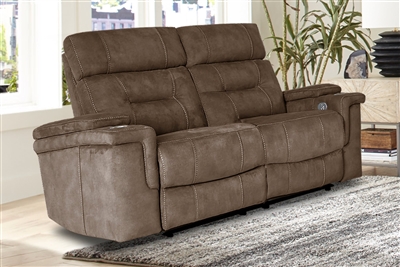 Diesel Power Reclining Loveseat with Power Headrests and USB Ports in Cobra Brown Fabric by Parker House - MDIE#822PH-CBR