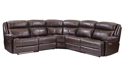 Eclipse 5 Piece Power Reclining Sectional in Florence Brown Leather by Parker House - MECL-FBR-05