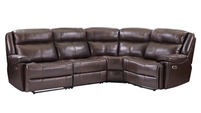 Eclipse 4 Piece Power Reclining Sectional in Florence Brown Leather by Parker House - MECL-FBR-4