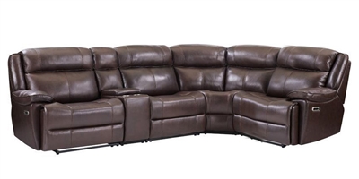 Eclipse 5 Piece Power Reclining Sectional in Florence Brown Leather by Parker House - MECL-FBR-5