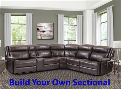 Eclipse BUILD YOUR OWN Power Reclining Sectional in Florence Brown Leather by Parker House - MECL-FBR-BYO