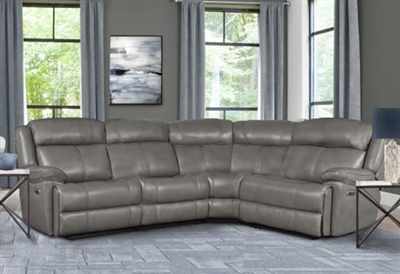 Eclipse 4 Piece Power Reclining Sectional in Florence Heron Leather by Parker House - MECL-FHE-04