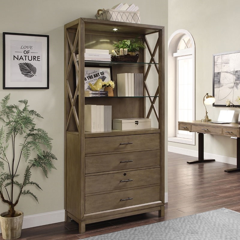 Midtown Bunching Bookcase With File, Home Office Bookcase With File Drawers