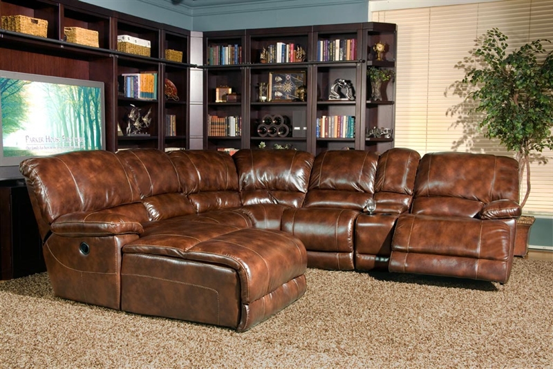 Reclining Sectional By Parker House, Brown Leather Reclining Sectional