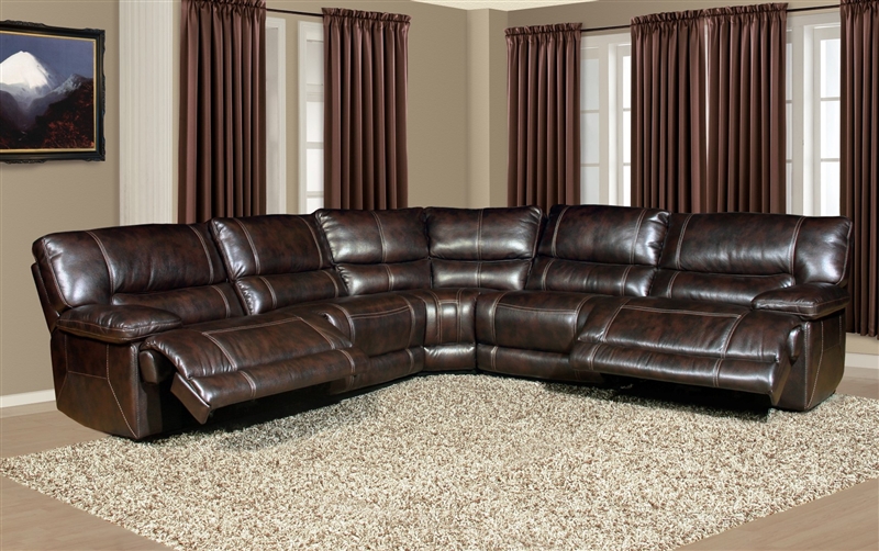 Pegasus 5 Piece Power Reclining Sectional In Nutmeg Synthetic Leather By Parker House Mpeg 811lp Nu 5