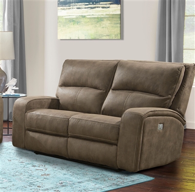 Polaris Dual Power Reclining Loveseat with Power Headrests and USB Ports in Kahlua Fabric by Parker House - MPOL-822PH-KA
