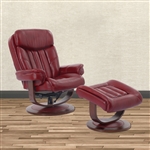 Prince Swivel Recliner with Ottoman in Rouge Leather by Parker House - MPRI-212S-ROU