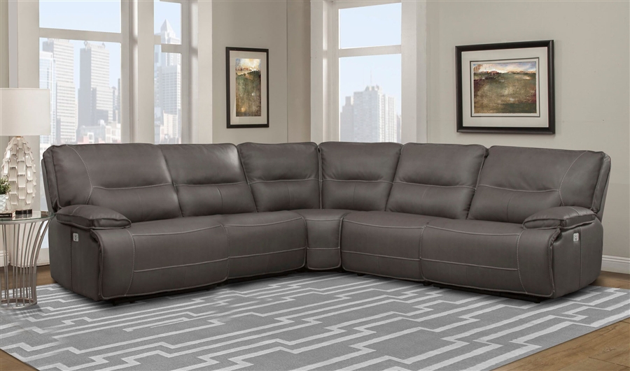 Spartacus 5 Piece Power Reclining Sectional With Power Headrests And Usb Ports In Haze Fabric By Parker House Mspa Haz 5