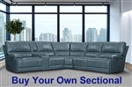 Whitman BUILD YOUR OWN Power Cordless Sectional with Power Headrests and USB Ports in Verona Azure Leather by Parker House - MWHI-BYO-VAZ