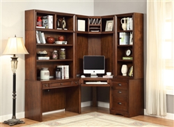 Napa Corner Desk 6 Piece Modular Corner Bookcase Home Office Library Wall in Bourbon Finish by Parker House - NAP-970-06