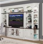 Provence 63 Inch TV Console 6 Piece Entertainment Wall in Vintage Alabaster Finish by Parker House