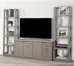 Pure Modern 63 Inch Angled Door TV Console with Angled Etagere Bookcase Piers in Moonstone Finish by Parker House - PUR#63A-2
