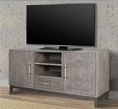 Crossings Serengeti 66 Inch TV Console in Sandblasted Fossil Grey Finish by Parker House - SER#66