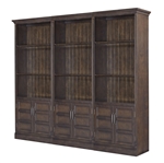 Shoreham 3 Piece Door Bookcase Library Wall in Medium Roast Finish by Parker House - SHO#435-3-MDR