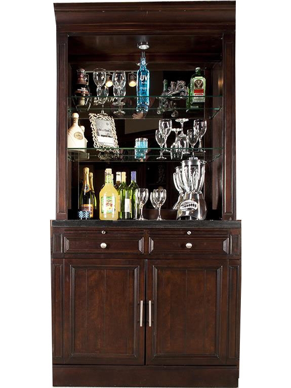 Stanford 2 Piece Bar Base Hutch In Light Vintage Sherry Finish By