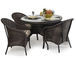 Hampton 5 Piece Round Dining Table Set in Antique Black Finish by Palm Springs Rattan - 848GR-AB